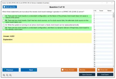 Oracle 1z0-489 SPARC M6-32 and SPARC M5-32 Servers Installation Essentials Practice test exam simulator test engine exam Prep practice test questions answers Image 5