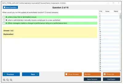 SAP C_THR86_2205 SAP Certified Application AssociateSAP SuccessFactors Compensation 1H/2022 Practice test exam simulator test engine exam Prep practice test questions answers Image 2