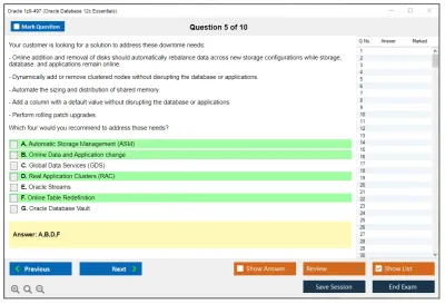 Oracle 1z0-497 Oracle Database 12c Essentials Practice test exam simulator test engine exam Prep practice test questions answers Image 5