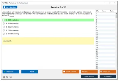 AMA PCM Professional Certified Marketer Practice test exam simulator test engine exam Prep practice test questions answers Image 3