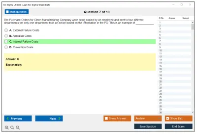 Six Sigma LSSGB Lean Six Sigma Green Belt Practice test exam simulator test engine exam Prep practice test questions answers Image 7