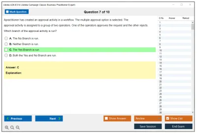Adobe AD0-E314 Adobe Campaign Classic Business Practitioner Expert Practice test exam simulator test engine exam Prep practice test questions answers Image 7