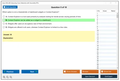 Cisco 500-285 Securing Cisco Networks with Sourcefire IPS Practice test exam simulator test engine exam Prep practice test questions answers Image 5