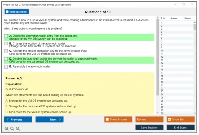 Oracle 1z0-998-21 Oracle Database Cloud Service 2021 Specialist Practice test exam simulator test engine exam Prep practice test questions answers Image 1