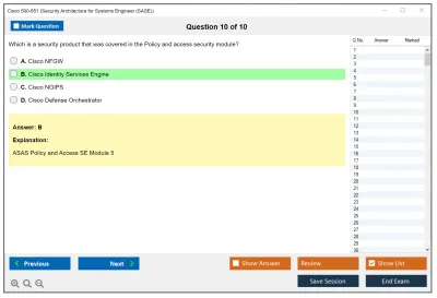 Cisco 500-651 Security Architecture for Systems Engineer (SASE) Practice test exam simulator test engine exam Prep practice test questions answers Image 10