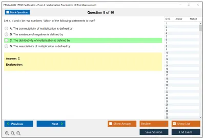PRMIA 8002 PRM Certification - Exam II: Mathematical Foundations of Risk Measurement Practice test exam simulator test engine exam Prep practice test questions answers Image 8