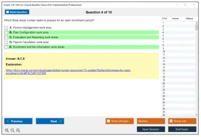 Oracle 1z0-1053-22 Oracle Benefits Cloud 2022 Implementation Professional Practice test exam simulator test engine exam Prep practice test questions answers Image 4