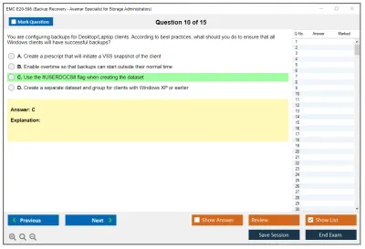 EMC E20-598 Backup Recovery - Avamar Specialist Exam for Storage Administrators Practice test exam simulator test engine exam Prep practice test questions answers Image 10