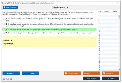 Oracle 1z0-1049-22 Oracle Compensation Cloud 2022 Implementation Professional Practice test exam simulator test engine exam Prep practice test questions answers Image 6