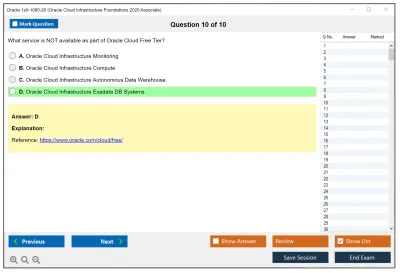 Oracle 1z0-1085-20 Oracle Cloud Infrastructure Foundations 2020 Associate Practice test exam simulator test engine exam Prep practice test questions answers Image 10