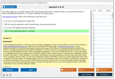 CompTIA CS0-003 CompTIA CyberSecurity Analyst CySA+ Certification Exam Practice test exam simulator test engine exam Prep practice test questions answers Image 9