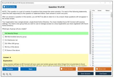 Microsoft MS-500 Microsoft 365 Security Administration Practice test exam simulator test engine exam Prep practice test questions answers Image 19