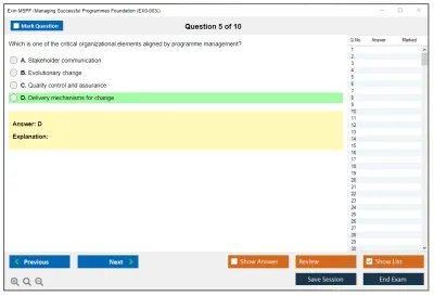 Exin MSPF Managing Successful Programmes Foundation (EX0-003) Practice test exam simulator test engine exam Prep practice test questions answers Image 5