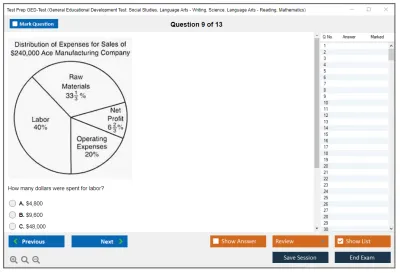 Test Prep GED-Test General Educational Development Test: Social Studies, Language Arts - Writing, Science, Language Arts - Reading, Mathematics Practice test exam simulator test engine exam Prep practice test questions answers Image 9