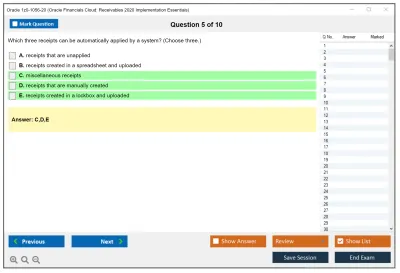 Oracle 1z0-1056-20 Oracle Financials Cloud: Receivables 2020 Implementation Essentials Practice test exam simulator test engine exam Prep practice test questions answers Image 5
