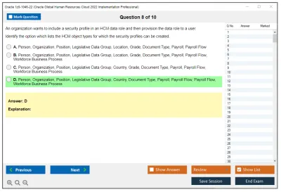Oracle 1z0-1046-22 Oracle Global Human Resources Cloud 2022 Implementation Professional Practice test exam simulator test engine exam Prep practice test questions answers Image 8