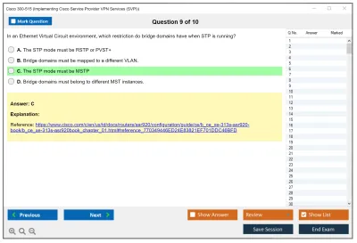 Cisco 300-515 Implementing Cisco Service Provider VPN Services (300-515 SPVI) Practice test exam simulator test engine exam Prep practice test questions answers Image 9
