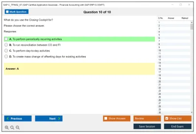 SAP C_TFIN52_67 SAP Certified Associate - Financial Accounting with SAP ERP 6.0 EhP7 Practice test exam simulator test engine exam Prep practice test questions answers Image 10