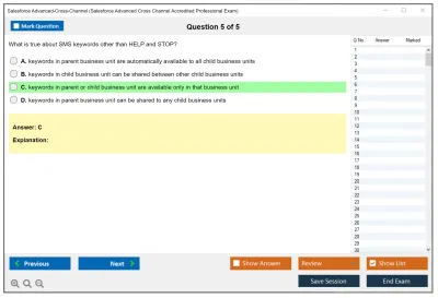 Salesforce Advanced-Cross-Channel Marketing Cloud Advanced Cross Channel Accredited Professional Exam Practice test exam simulator test engine exam Prep practice test questions answers Image 5