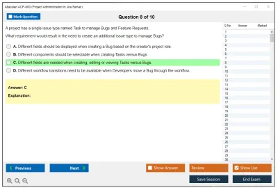 Atlassian ACP-600 Project Administration in Jira Server Practice test exam simulator test engine exam Prep practice test questions answers Image 8