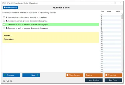 APICS CPIM-ECO Execution and Control of Operations Practice test exam simulator test engine exam Prep practice test questions answers Image 8