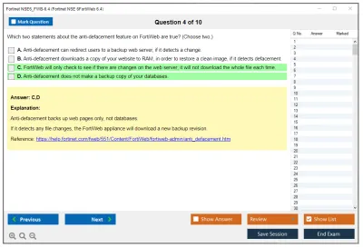 Fortinet NSE6_FWB-6.4 Fortinet NSE 6 - FortiWeb 6.4 Practice test exam simulator test engine exam Prep practice test questions answers Image 4