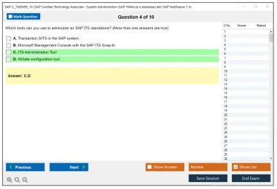 SAP C_TADM55_74 SAP Certified Technology Associate - System Administration (SAP HANA as a database) with SAP NetWeaver 7.4 Practice test exam simulator test engine exam Prep practice test questions answers Image 4