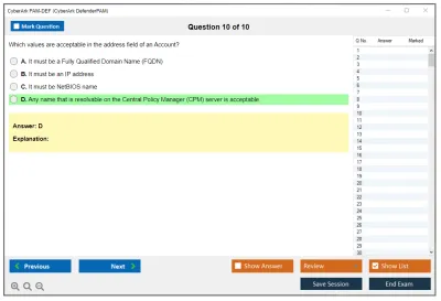 CyberArk PAM-DEF CyberArk Defender - PAM Practice test exam simulator test engine exam Prep practice test questions answers Image 10