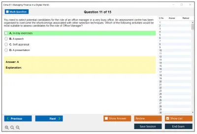 Cima E1 Managing Finance in a Digital World Practice test exam simulator test engine exam Prep practice test questions answers Image 11