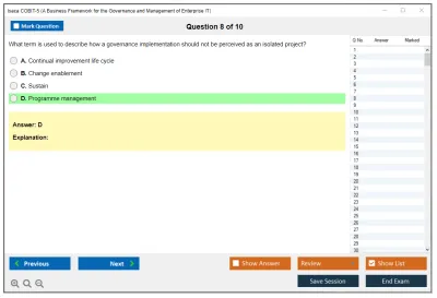 Isaca COBIT-5 A Business Framework for the Governance and Management of Enterprise IT Practice test exam simulator test engine exam Prep practice test questions answers Image 8