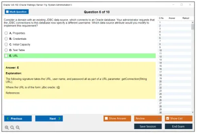 Oracle 1z0-102 Oracle Weblogic Server 11g: System Administration I Practice test exam simulator test engine exam Prep practice test questions answers Image 6