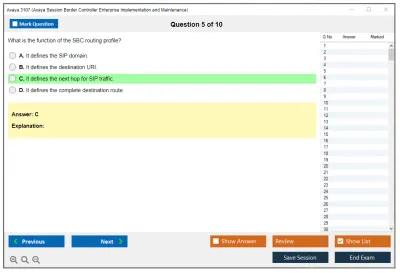 Avaya 3107 Avaya Session Border Controller Enterprise Implementation and Maintenance Practice test exam simulator test engine exam Prep practice test questions answers Image 5