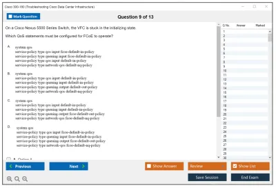 Cisco 300-180 Troubleshooting Cisco Data Center Infrastructure Practice test exam simulator test engine exam Prep practice test questions answers Image 9