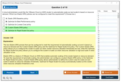 VMware 2V0-33.22 VMware Cloud Professional Practice test exam simulator test engine exam Prep practice test questions answers Image 2
