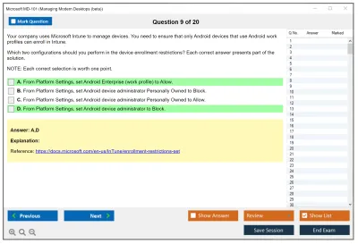 Microsoft MD-101 Managing Modern Desktops Practice test exam simulator test engine exam Prep practice test questions answers Image 9