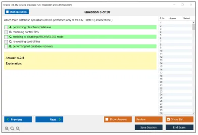 Oracle 1z0-062 Oracle Database 12c: Installation and Administration Practice test exam simulator test engine exam Prep practice test questions answers Image 3