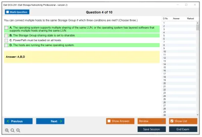 Dell DC0-261 Dell Storage Networking Professional - version 2 Practice test exam simulator test engine exam Prep practice test questions answers Image 4