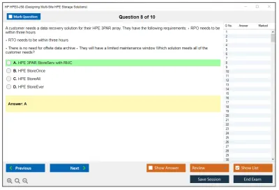 HP HPE0-J58 Designing Multi-Site HPE Storage Solutions Practice test exam simulator test engine exam Prep practice test questions answers Image 8