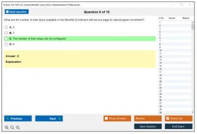 Oracle 1z0-1053-22 Oracle Benefits Cloud 2022 Implementation Professional Practice test exam simulator test engine exam Prep practice test questions answers Image 6