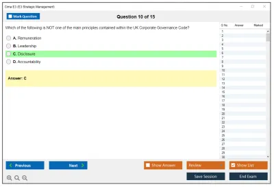 Cima E3 E3 - Strategic Management Practice test exam simulator test engine exam Prep practice test questions answers Image 10