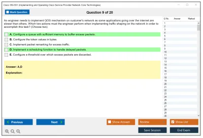 Cisco 350-501 Implementing and Operating Cisco Service Provider Network Core Technologies (350-501 SPCOR) Practice test exam simulator test engine exam Prep practice test questions answers Image 9