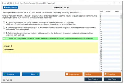 Oracle 1z0-1042-22 Oracle Cloud Platform Application Integration 2022 Professional Practice test exam simulator test engine exam Prep practice test questions answers Image 7