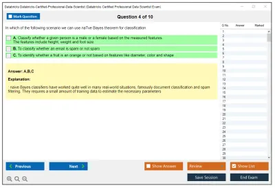 Databricks Databricks-Certified-Professional-Data-Scientist Databricks Certified Professional Data Scientist Exam Practice test exam simulator test engine exam Prep practice test questions answers Image 4