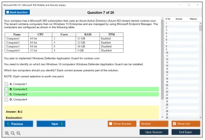 Microsoft MS-101 Microsoft 365 Mobility and Security Practice test exam simulator test engine exam Prep practice test questions answers Image 7