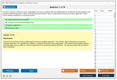 IIBA CCBA Certification of Capability in Business Analysis (CCBA) Practice test exam simulator test engine exam Prep practice test questions answers Image 1