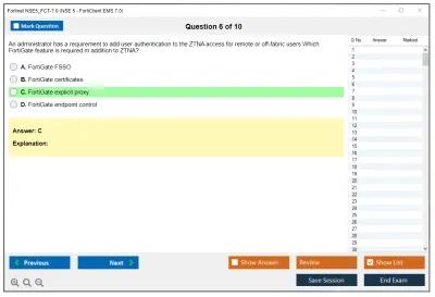 Fortinet NSE5_FCT-7.0 NSE5_FCT-7.0 NSE 5 - FortiClient EMS 7.0 Practice test exam simulator test engine exam Prep practice test questions answers Image 6