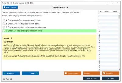 Juniper JN0-335 Security, Specialist (JNCIS-SEC) Practice test exam simulator test engine exam Prep practice test questions answers Image 6