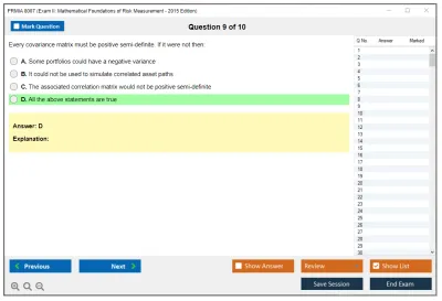PRMIA 8007 Exam II: Mathematical Foundations of Risk Measurement - 2015 Edition Practice test exam simulator test engine exam Prep practice test questions answers Image 9