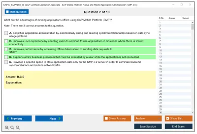 SAP C_SMPADM_30 SAP Certified Associate - SAP Mobile Platform Native and Hybrid Application Administration (SMP 3.0) Practice test exam simulator test engine exam Prep practice test questions answers Image 2