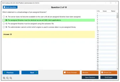 SAS Institute A00-250 A00-250 SAS Platform Administration for SAS9 Practice test exam simulator test engine exam Prep practice test questions answers Image 2